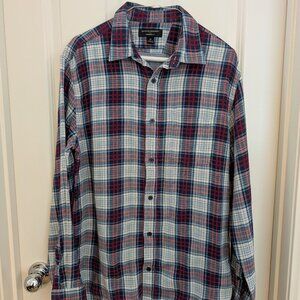 Men's Banana Republic Collared, Long Sleeve, Standard Fit Red, Blue, White, Med